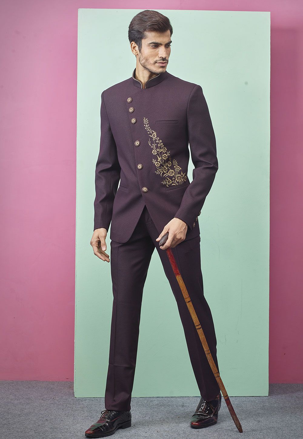Designer Handmade Wine Color Jodhpuri Bandgala Suit for Men for Wedding  Party Reception and Events and Festive - Etsy