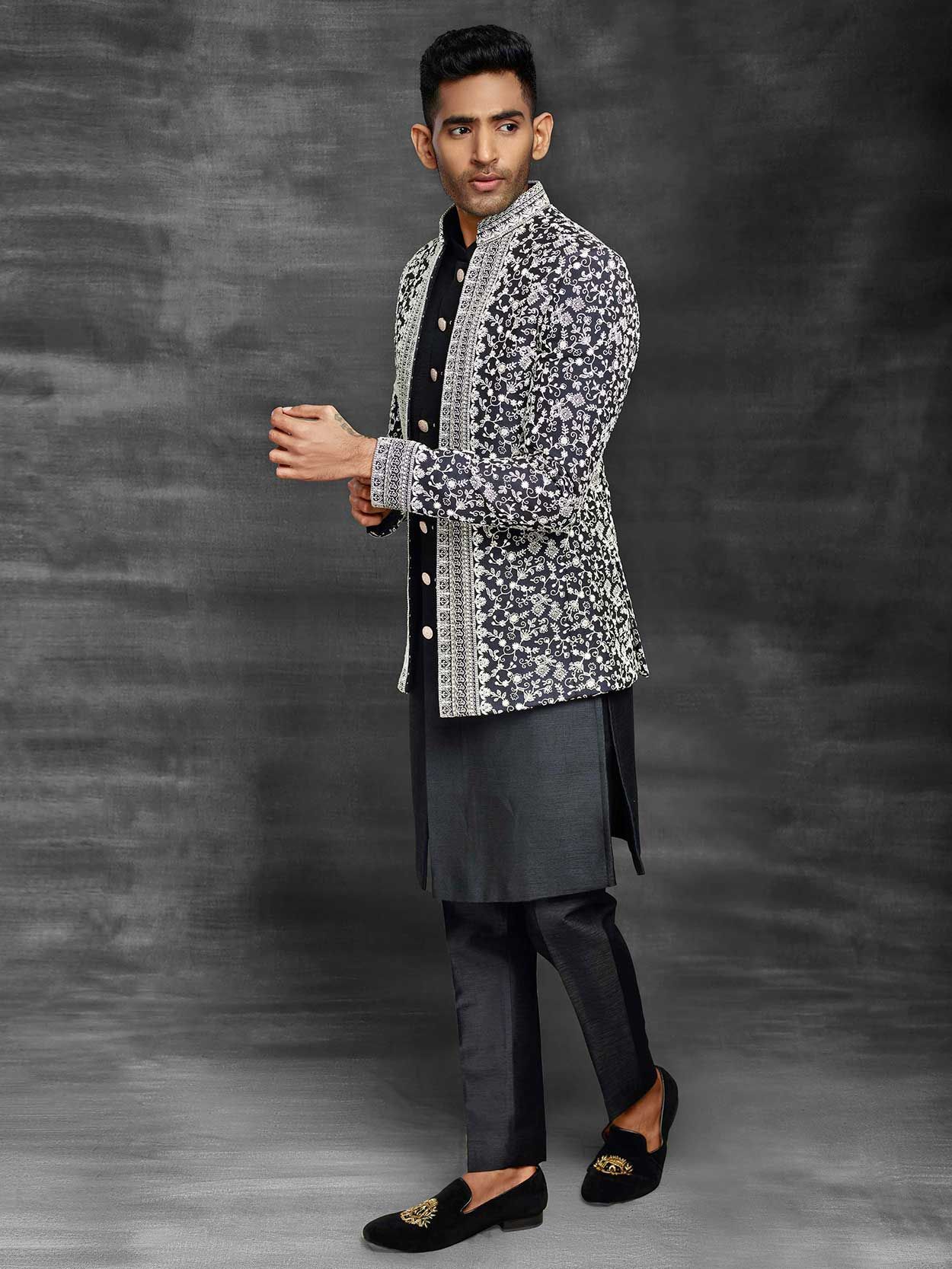 Kuberan Navy Blue Jodhpuri Suit Bengaluru – Kuberan Silks