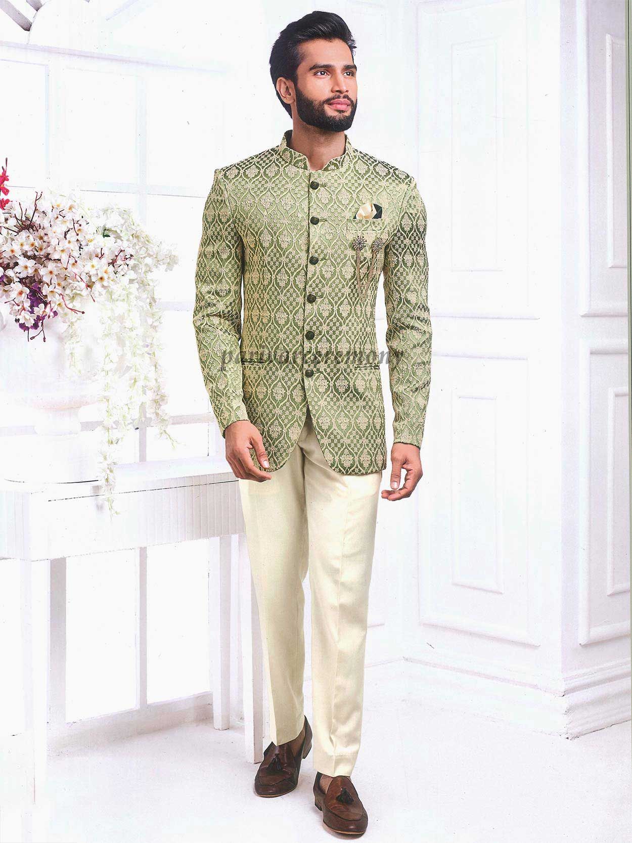 Indian Green Jodhpuri Suit Self Designer Wedding Partywear - Etsy | Coat  pant, Sherwani for men, Mens outfits
