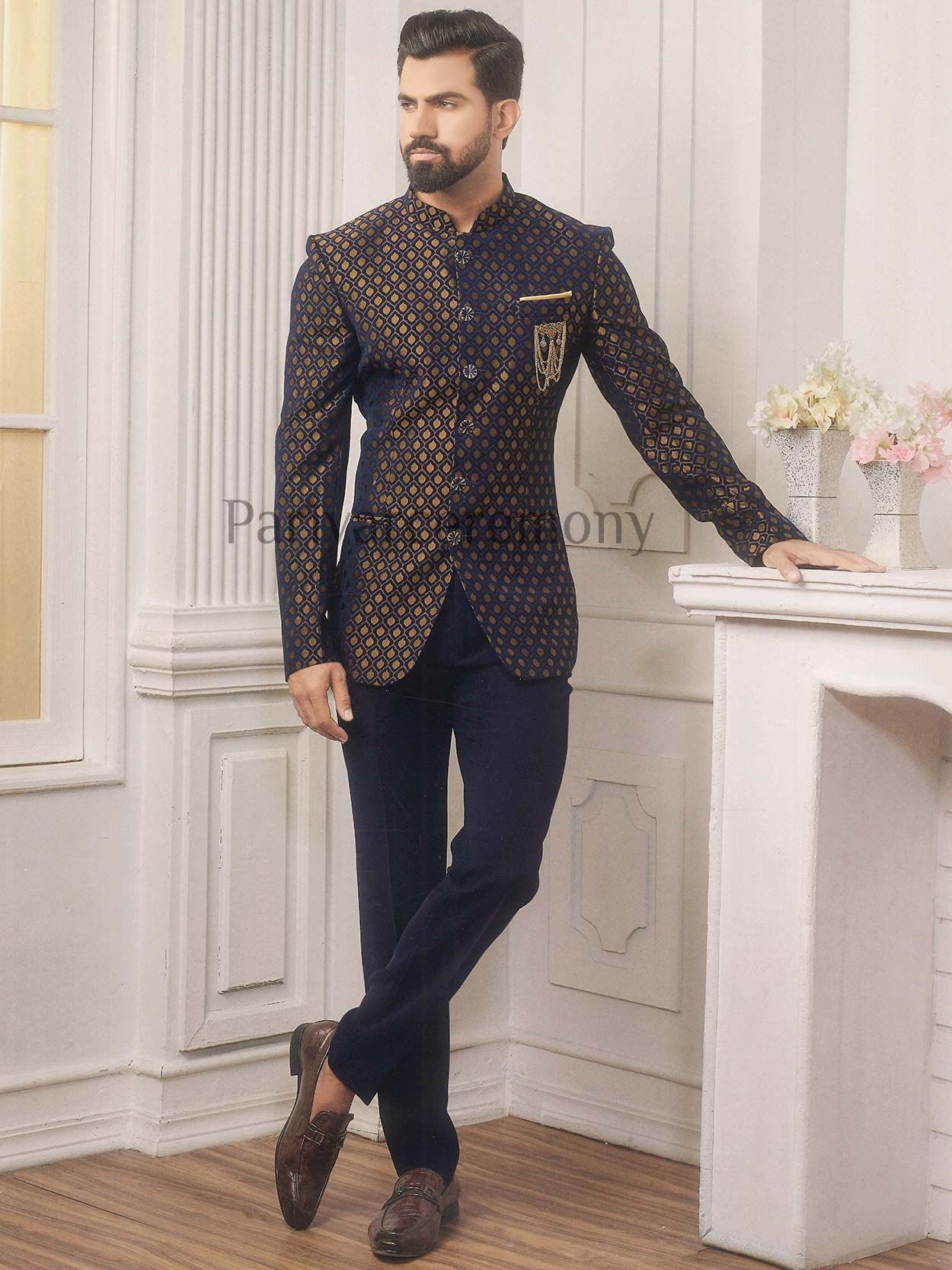 Customtailored embellished velvet prince coat  Uomo Attire