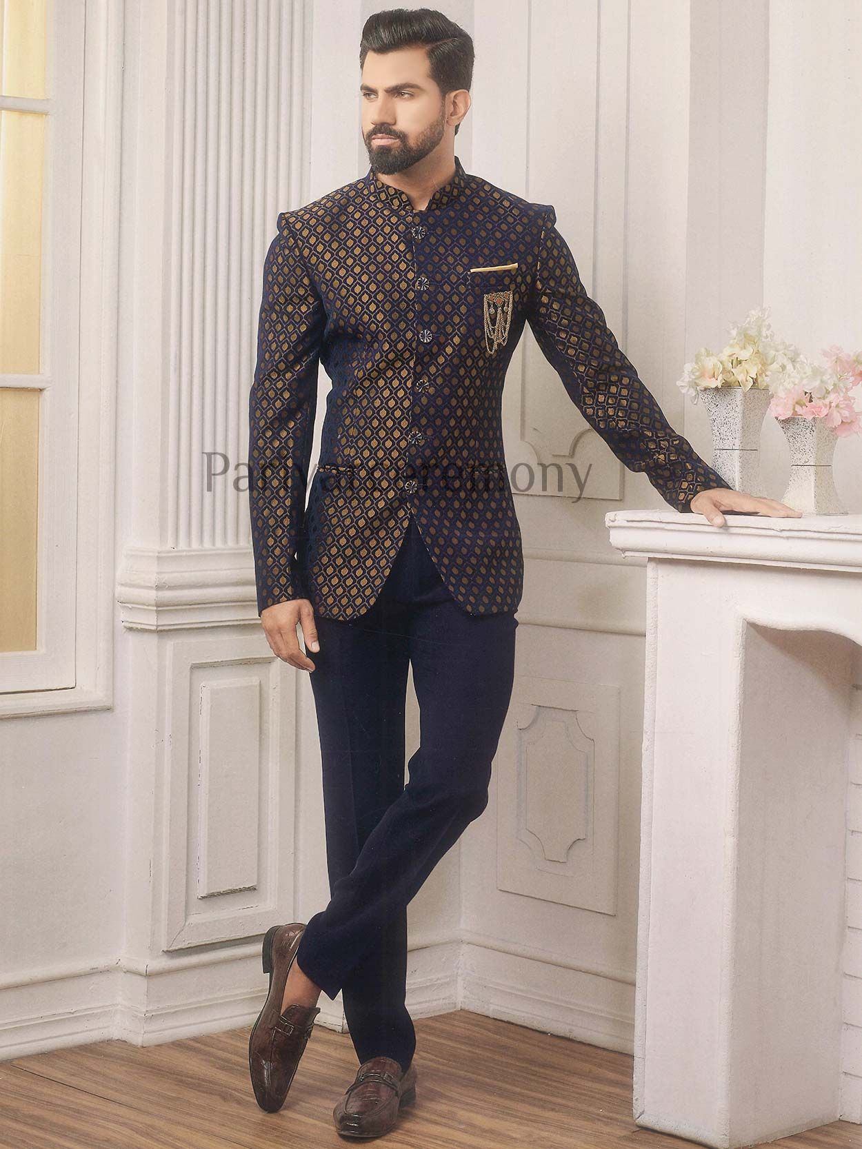 Royal Blue Colour Designer Men Suit Imported Fabric.