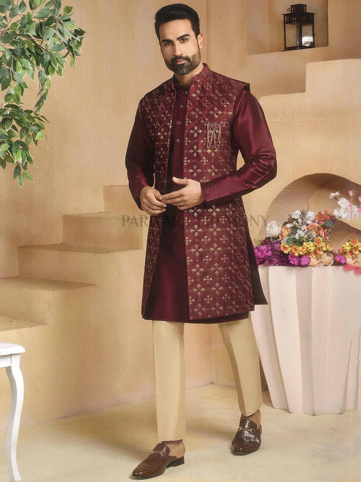 Silk Mens Kurta Pajama With Jacket at Rs 2495/piece in Delhi | ID:  7298353612-thanhphatduhoc.com.vn