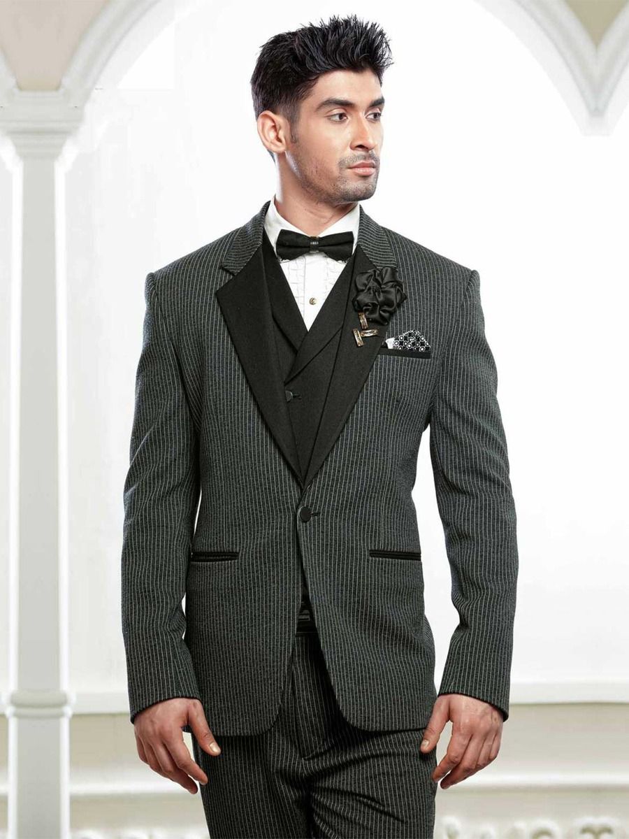 Black Grey Colour Tuxedo Suit