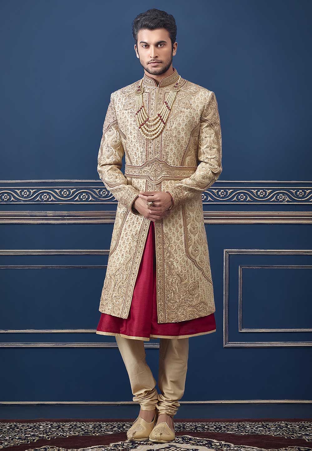 Golden Colour Indian Designer Sherwani.