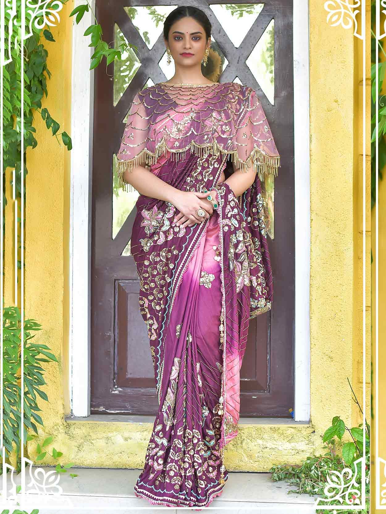 Light Pista Soft Tafeta Embroidered Reception Party Classic Style Saree