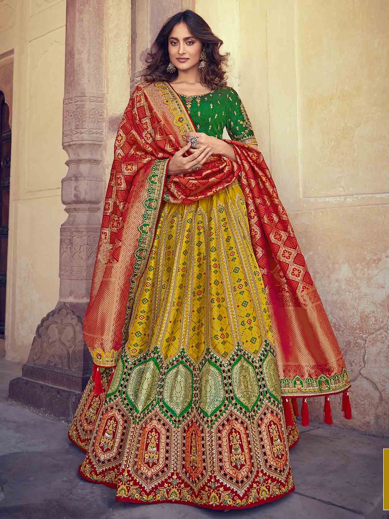 Malay Satin Embroidery Red Type Bridal Wear Lehenga Choli at Rs 11000 in  Surat