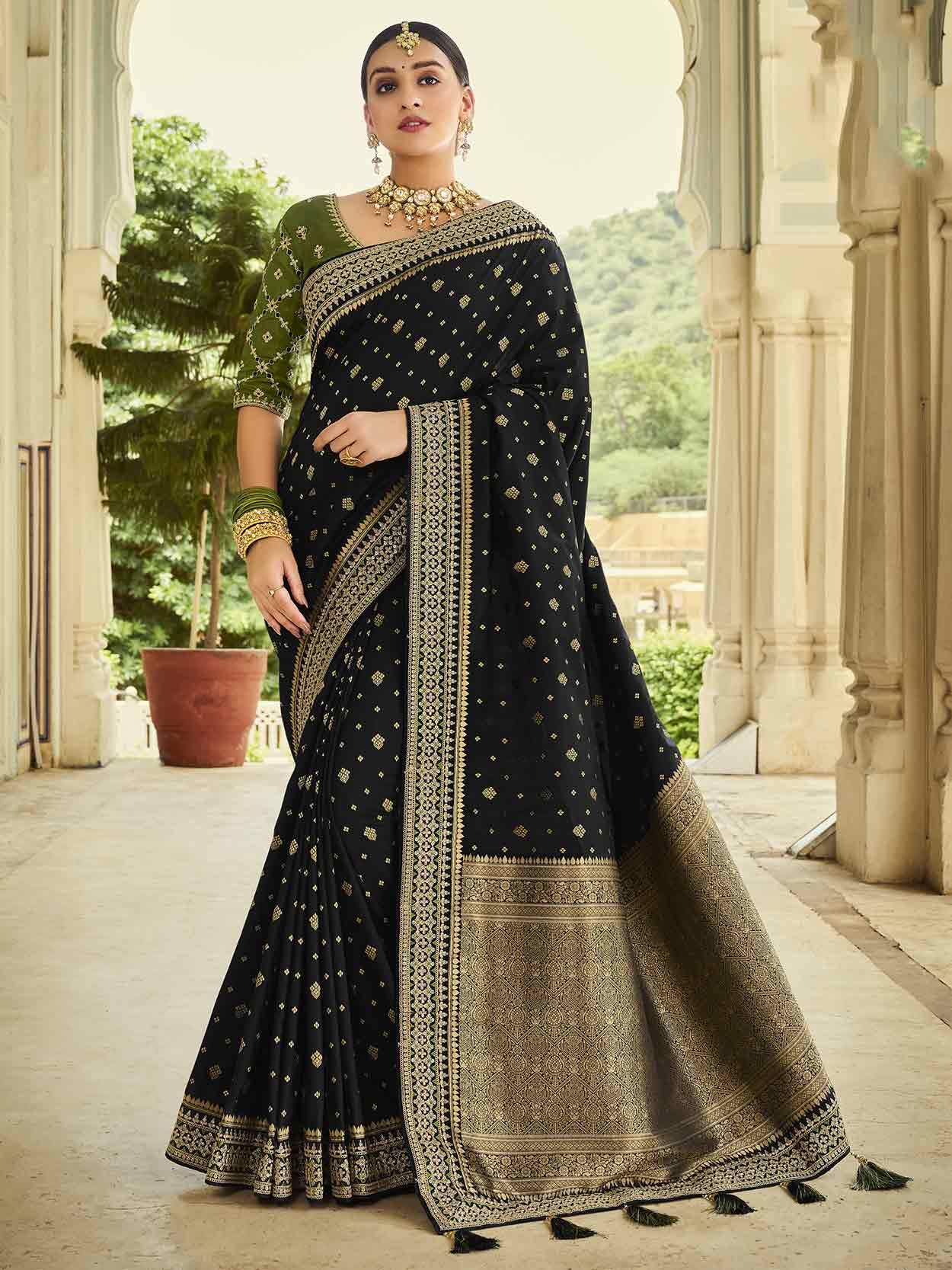 Buy Bollywood Model Pure organza black color saree in UK, USA and Canada-sgquangbinhtourist.com.vn