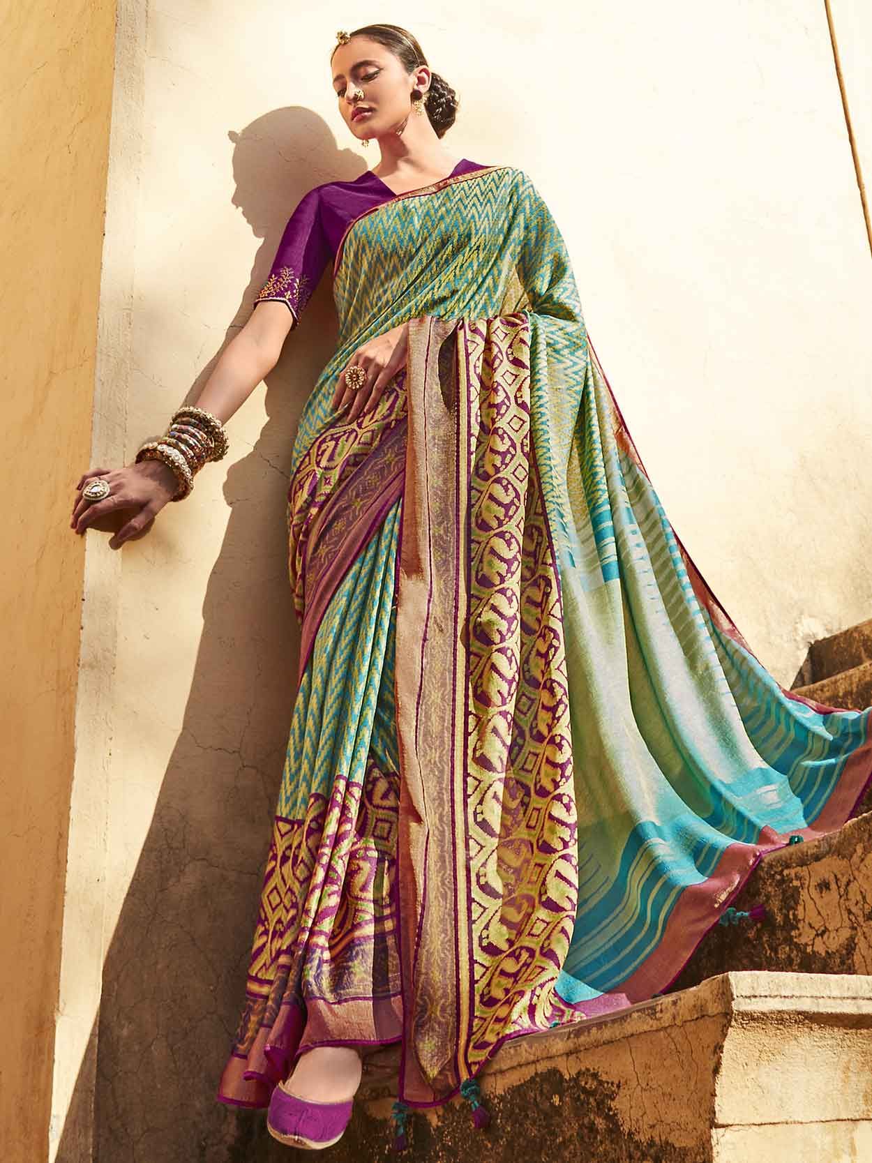 Chiffon Multi Colour Printed Classic Saree