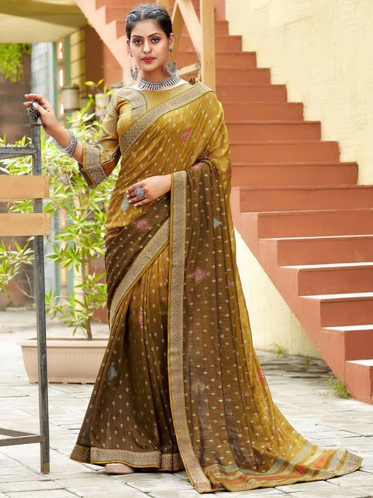 Buy Yellow Sarees for Wedding Online at Best Price | Libas