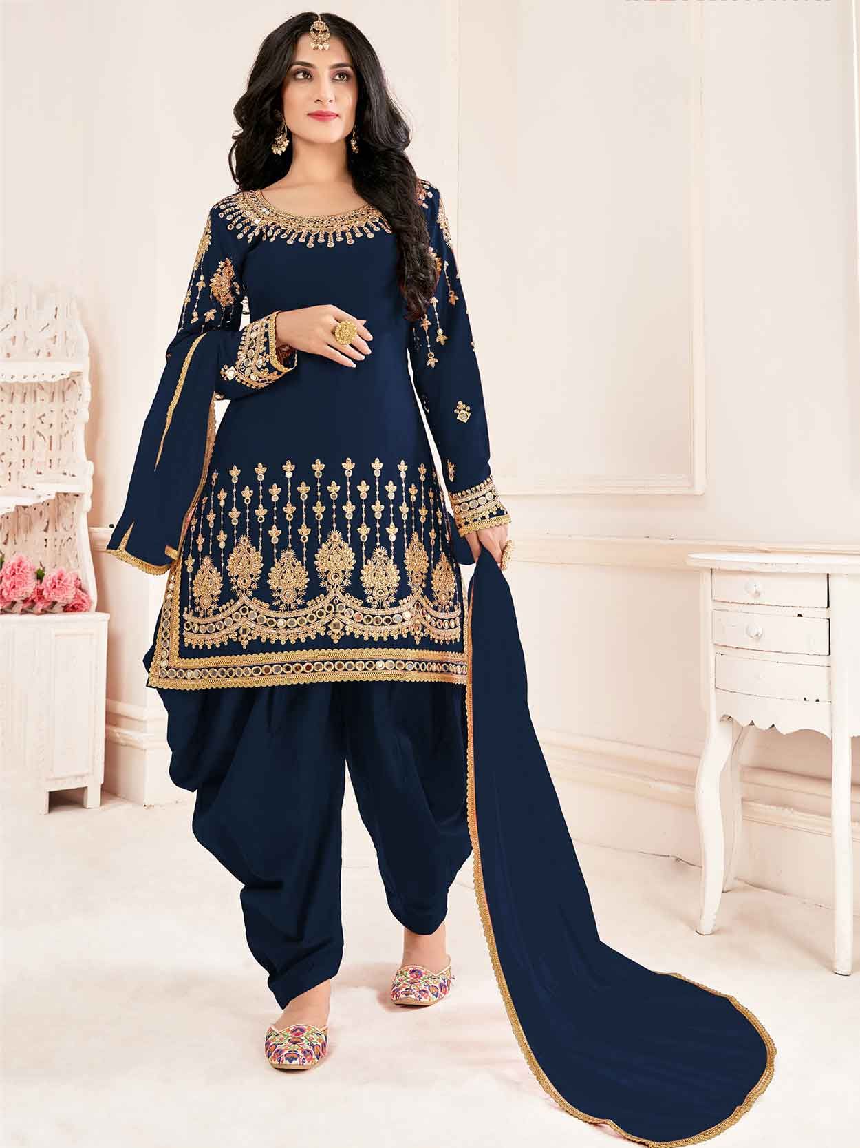 Modest Wear Patiala Suit In Dark Grey Fabric LSTV110564