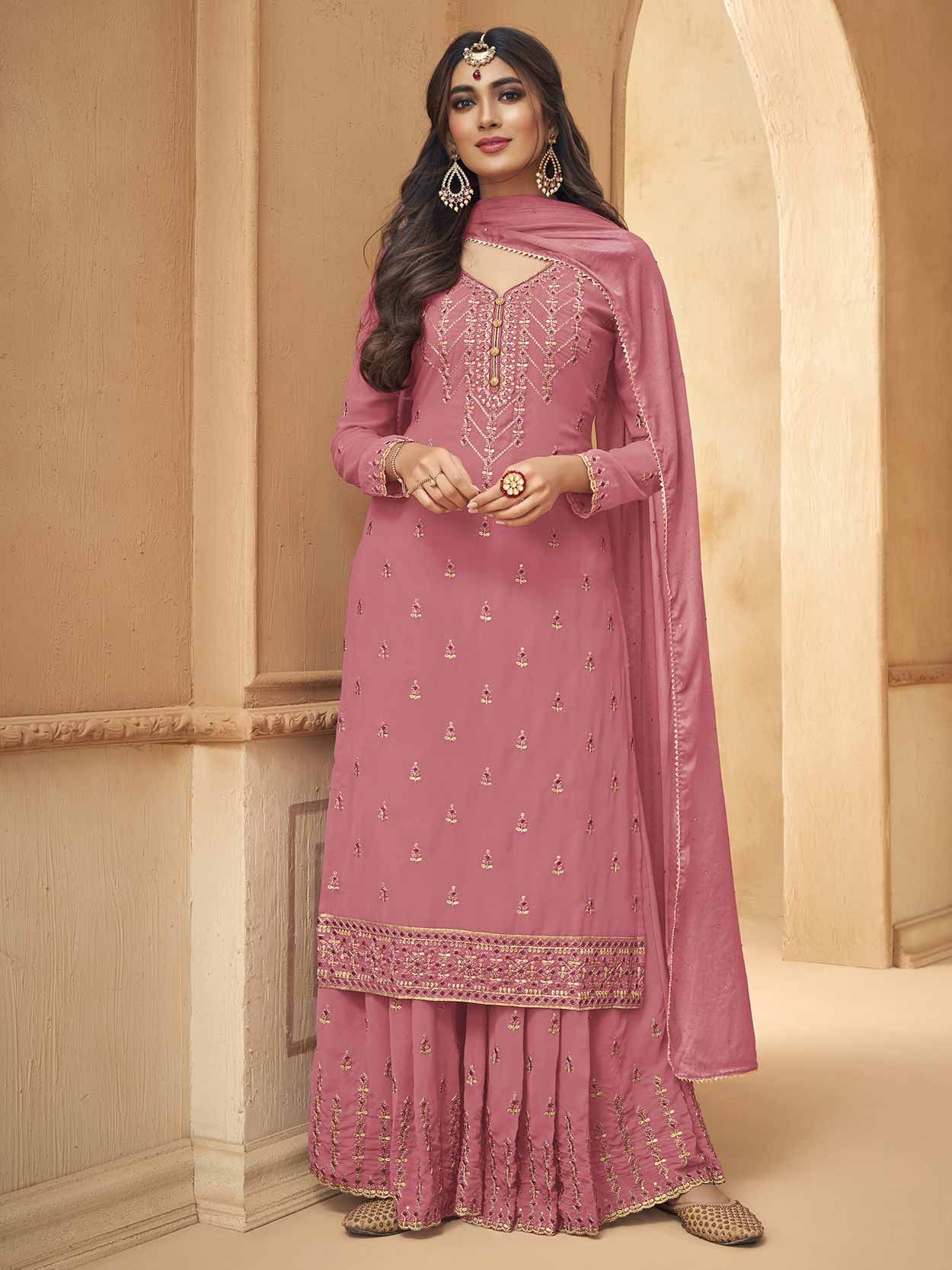 Designer Party Wear Baby Pink Salwar Suit Online - Dial N Fashion