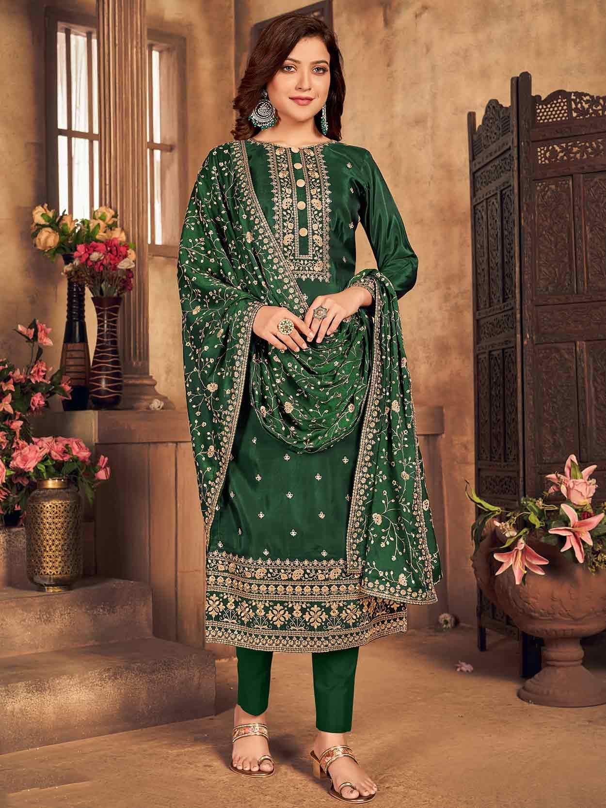 Green Heavy Designer Crystal Stone Work Traditional/Festive Special Salwar  Suit - Indian Heavy Anarkali Lehenga Gowns Sharara Sarees Pakistani Dresses  in USA/UK/Canada/UAE - IndiaBoulevard