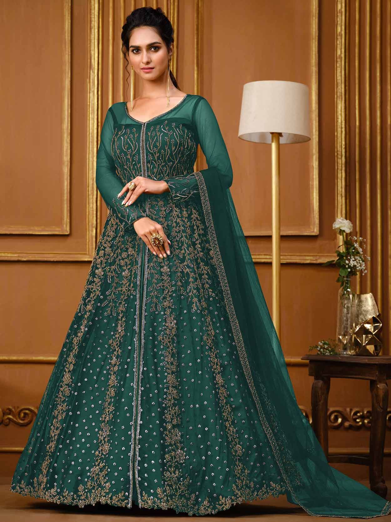 Embroidered Aanaya 2100 Series Vol 121 Net Gown Colours Collections at Rs  2895 in Surat