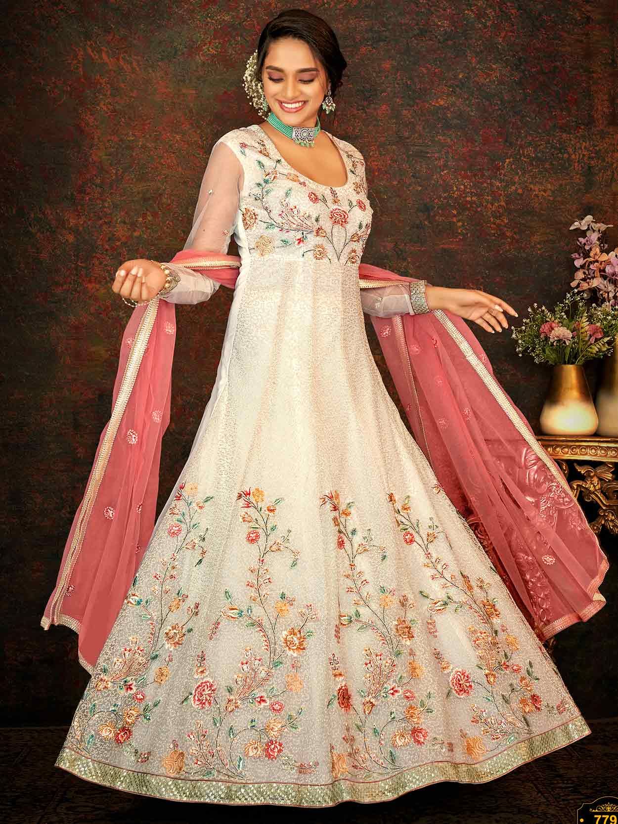 Off White Colour Net Fabric Designer Salwar Suit.