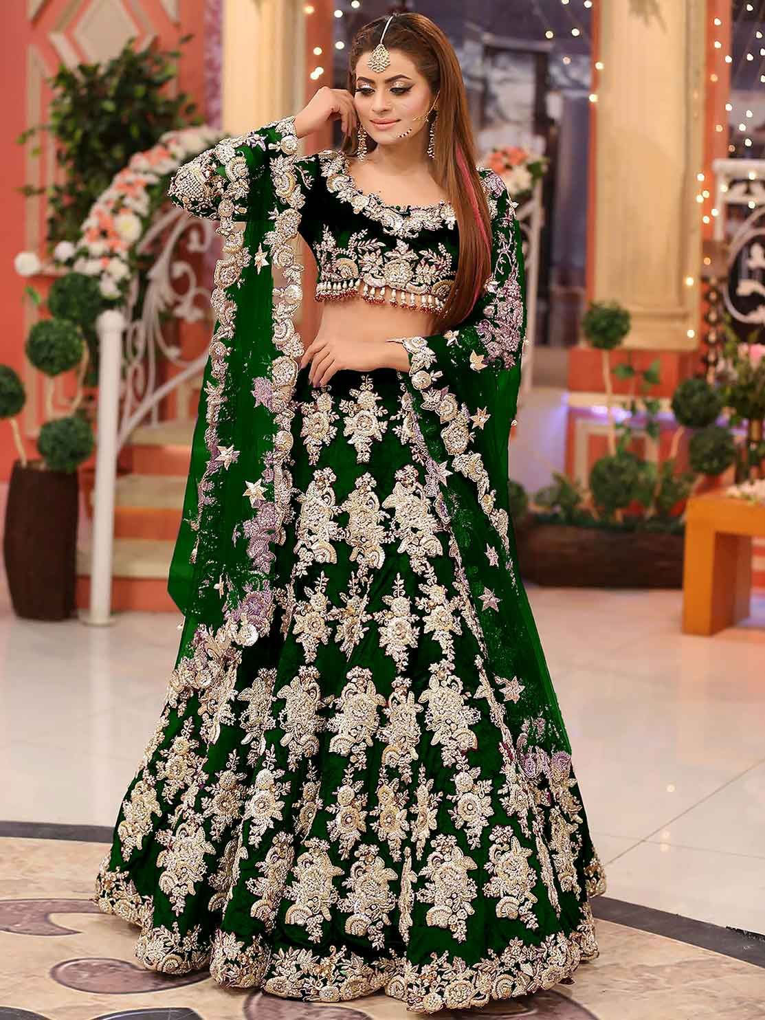 Lehenga choli Latest New Indian Wedding Bollywood Design Green Lehenga Choli  | eBay