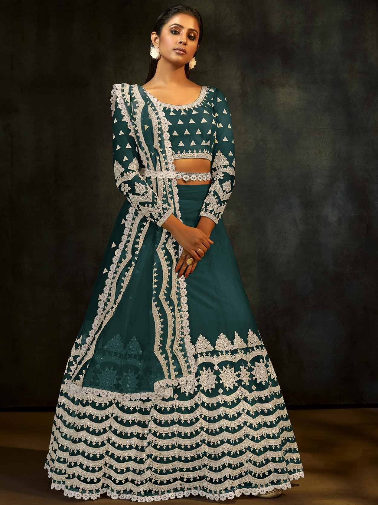 Lucknowi Work In Floral Pattern Lehenga Dress In Georgette –  Slashingfashion.com
