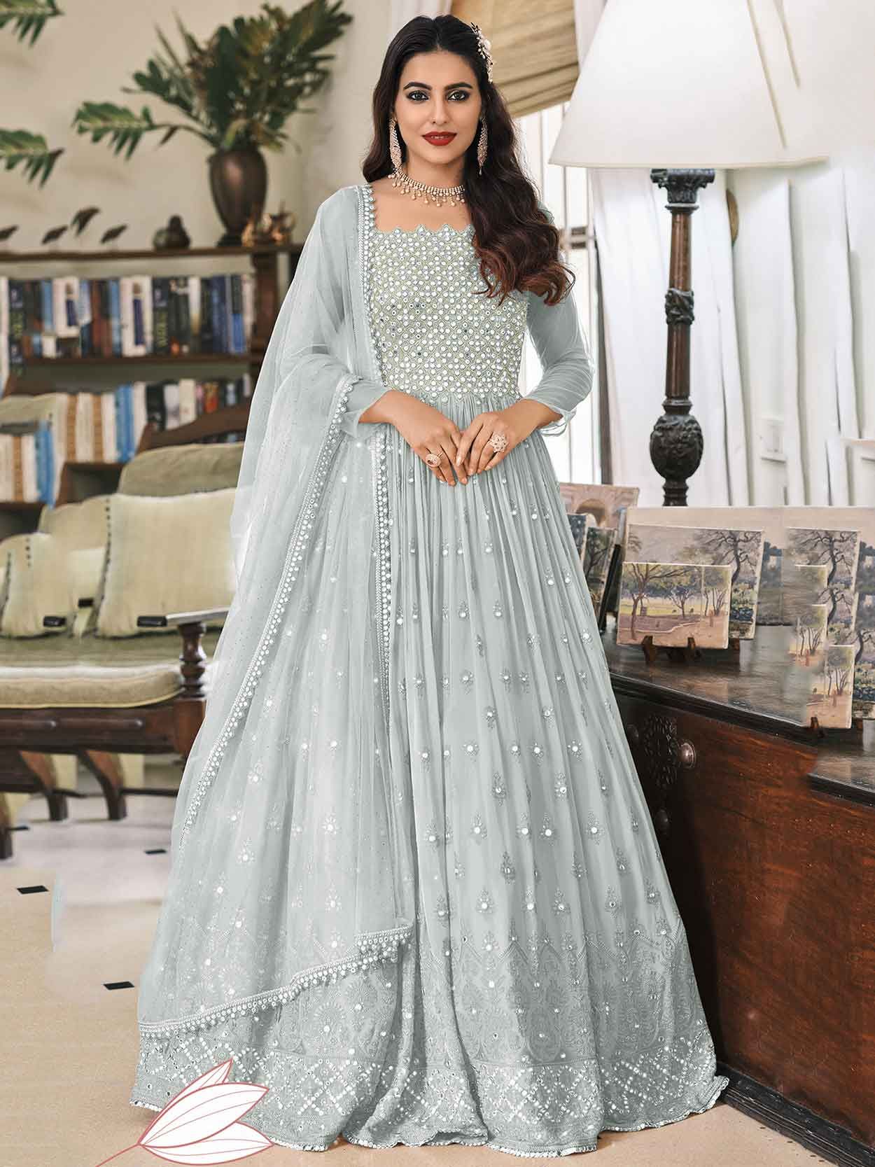 Buy Fabulous Grey Embroidery Designer Straight Salwar Suit | Straight  Salwar Suits