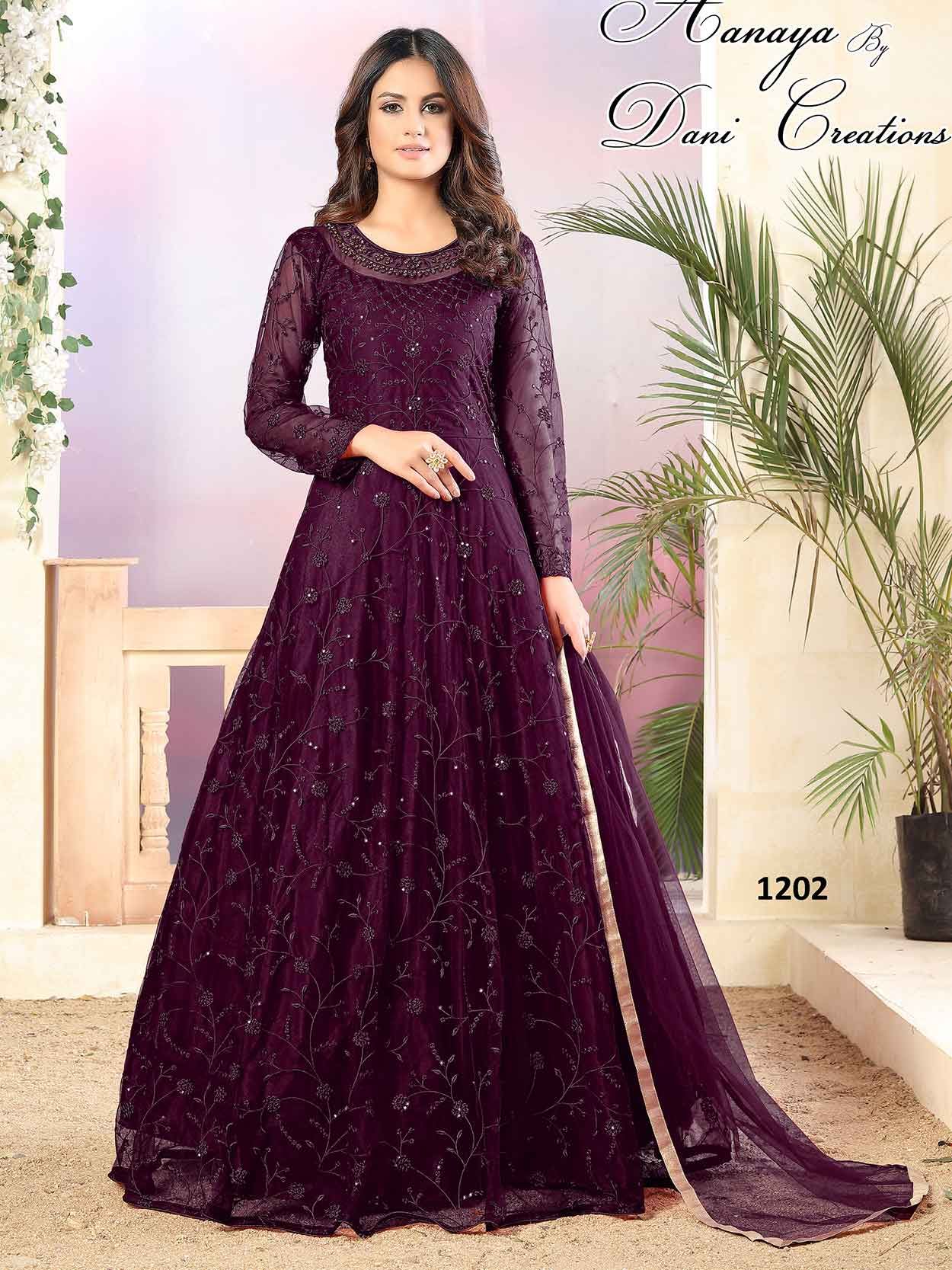 Party Wear Salwar Suit Wine Colour With Net Fabric
