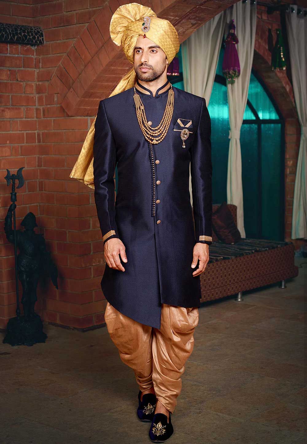 Blue Colour Men's Wedding Wear.