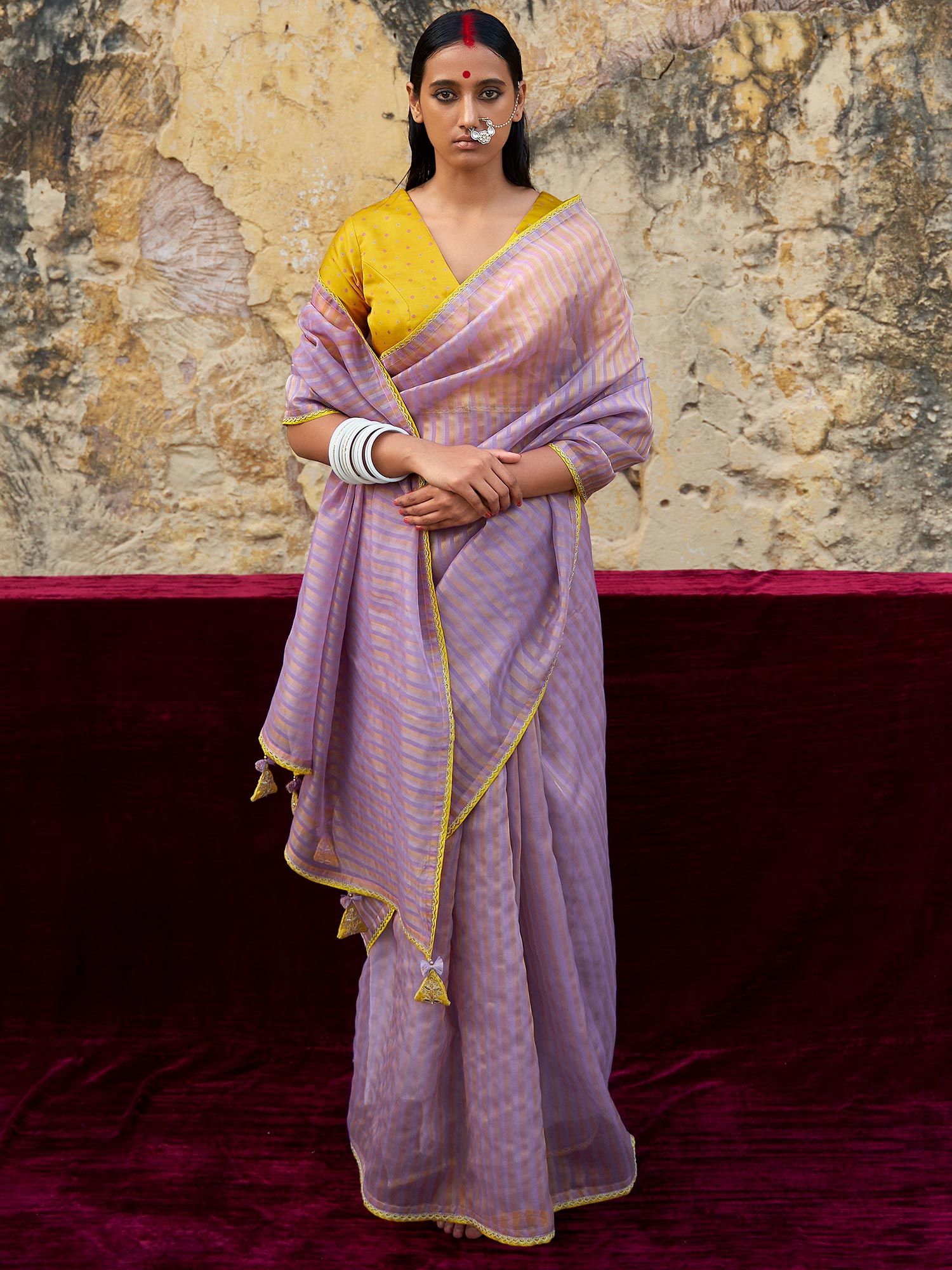 Light Purple Color Designer Silk Saree with Contrast Blouse - PreeSmA