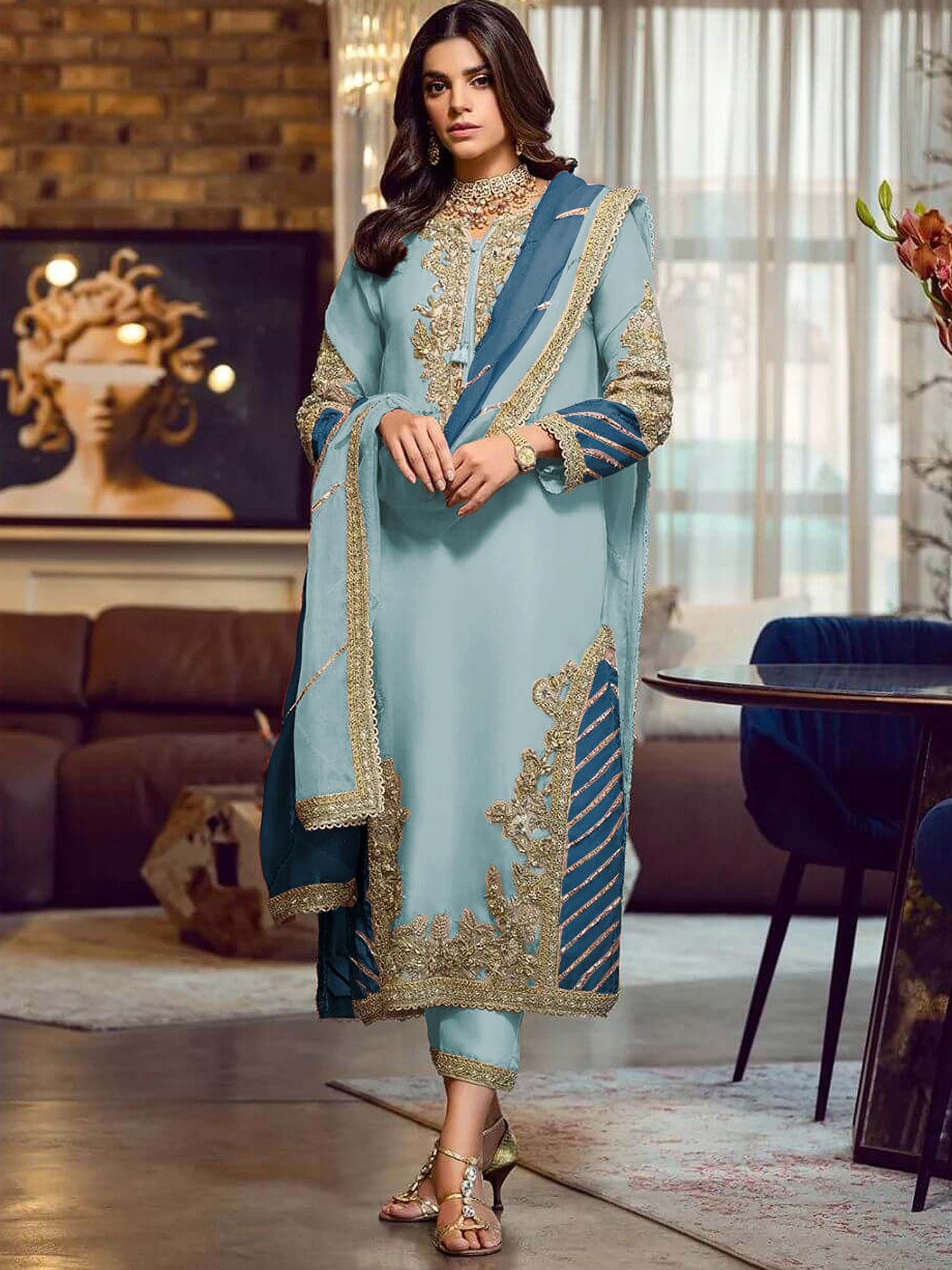 Unstitched Printed Cotton Salwar Suit Dress Material for Women – Stilento