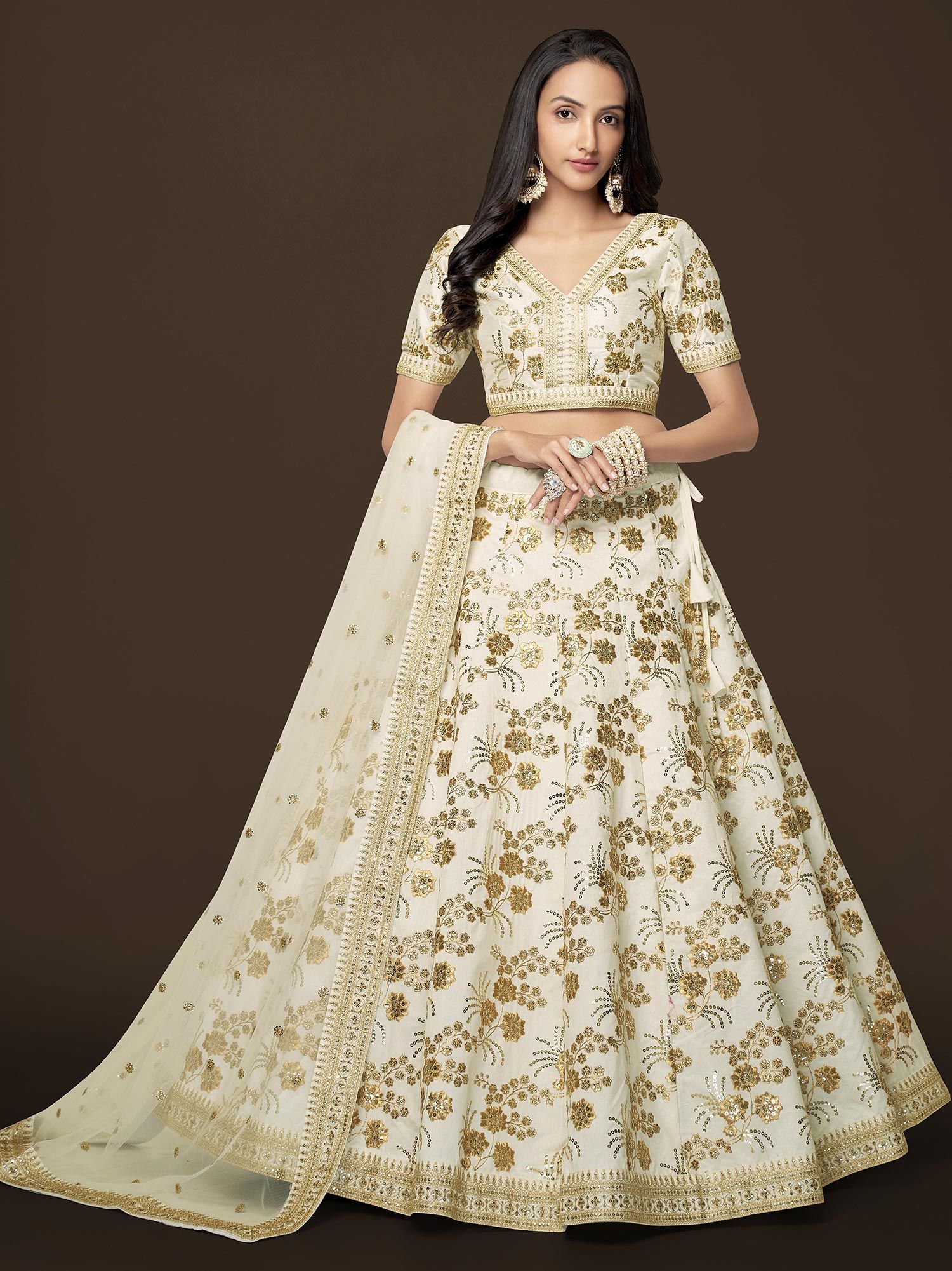 Red Net Jacquard Lehengas GHBS02209683RTW