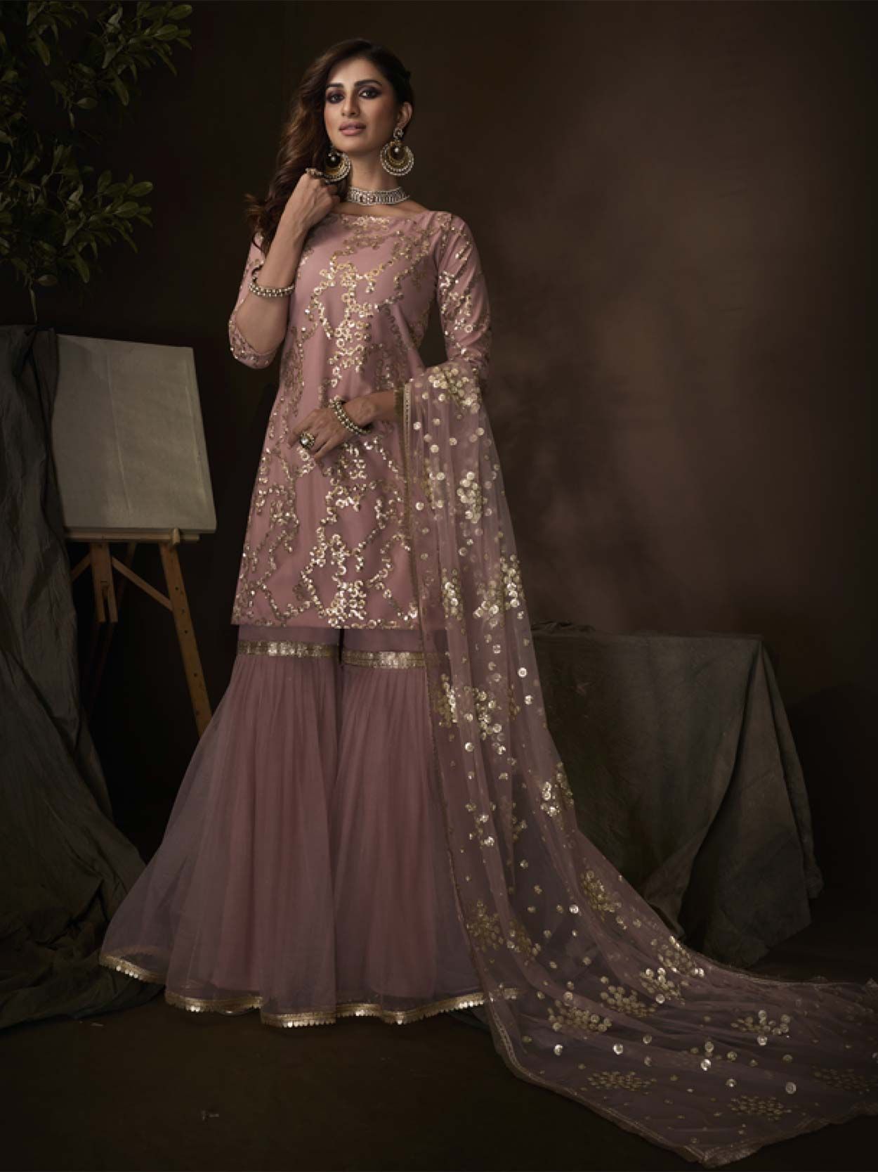 Buy Rose Pink Sharara Suit For Women Online - Frontierraas