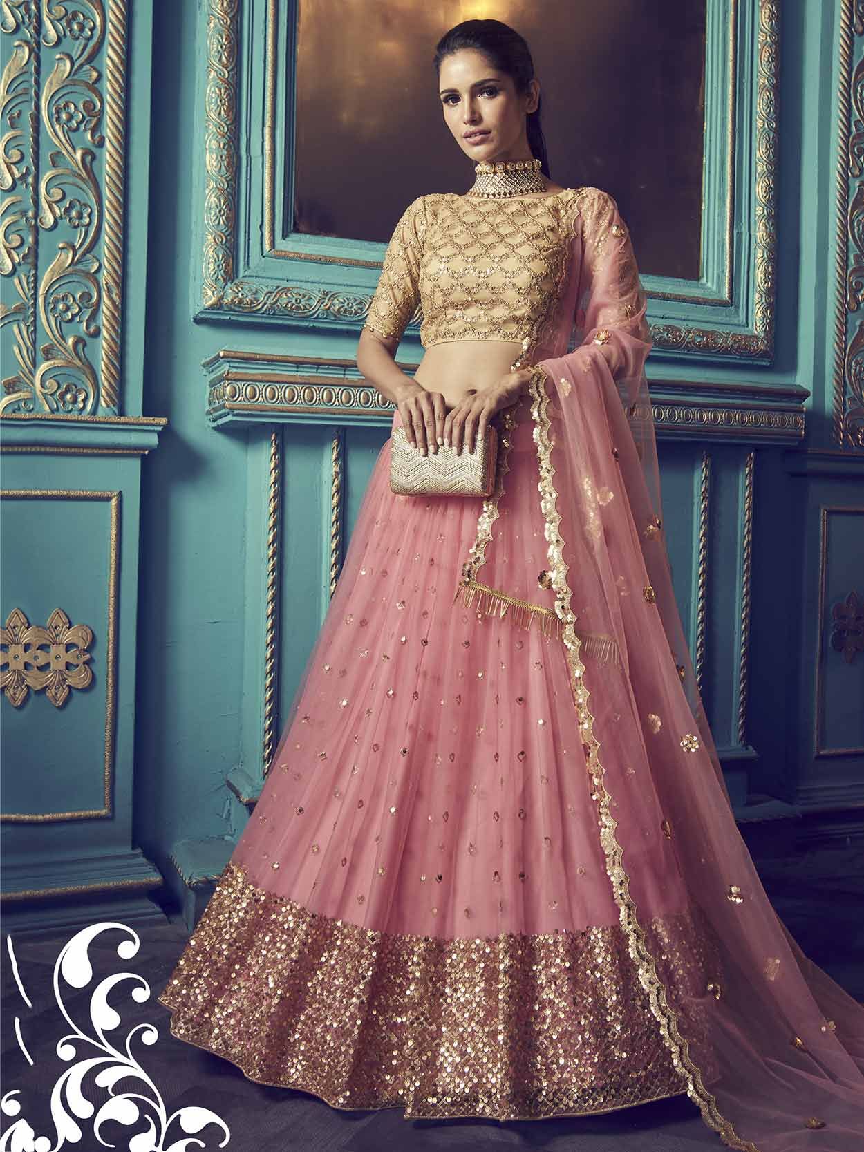 Buy Green Weaving Designer Lehenga Choli Online - Lehenga Choli