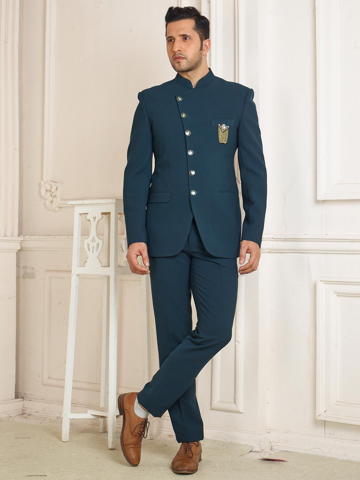 Business Men Suits Blue Green Blazer Wedding Groom Wear Tuxedos 2 Pieces  Jackets | eBay