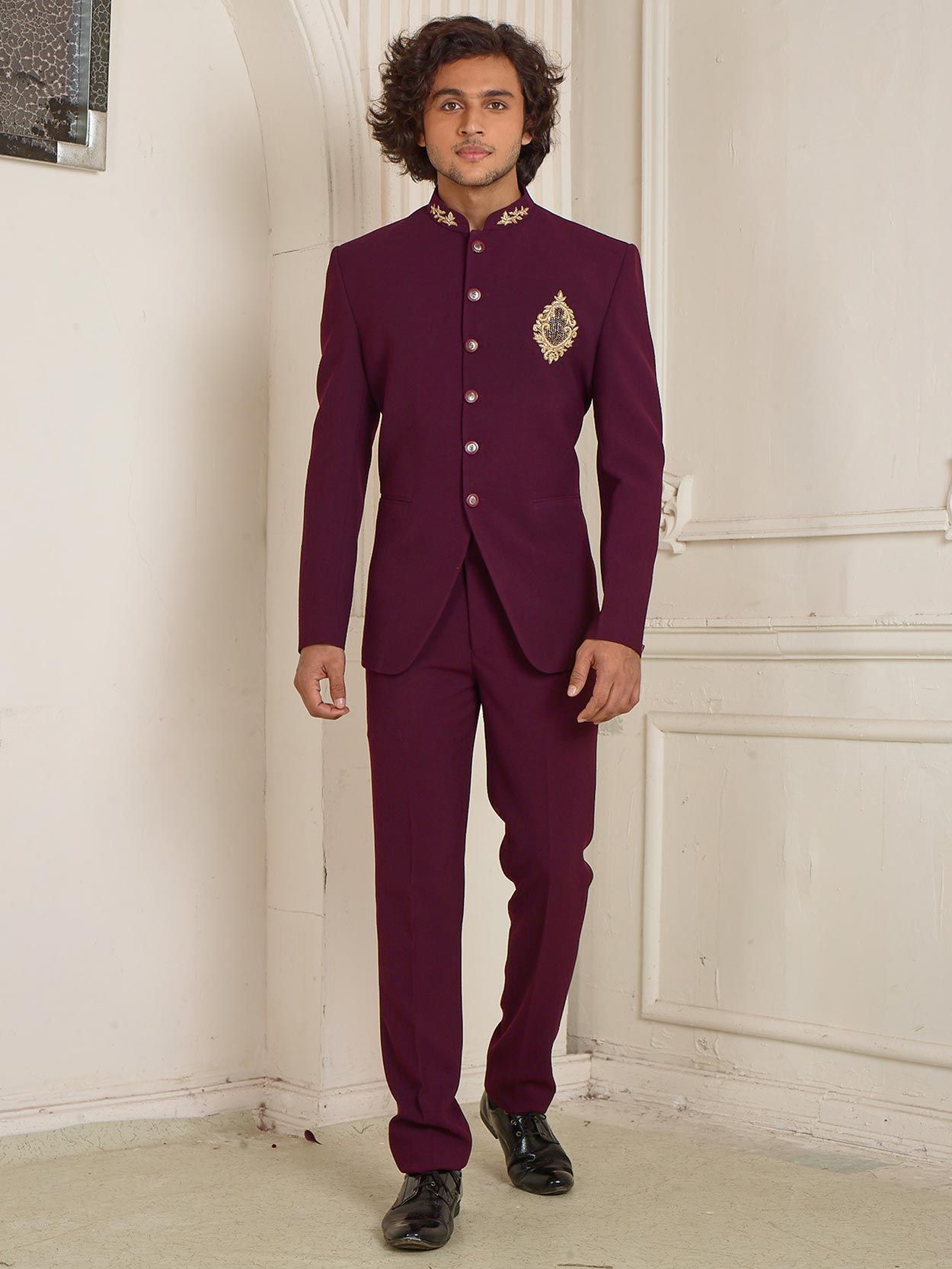 Wine Color Jodhpuri Suit at Rs 6500 in Jodhpur | ID: 20015687955