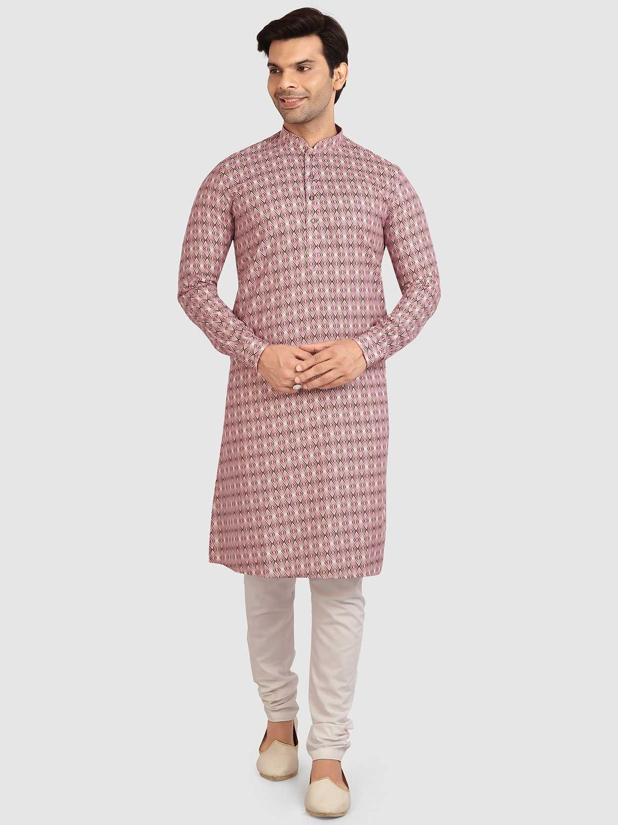 Pink Colour Printed Kurta Pajama in Cotton Fabric.