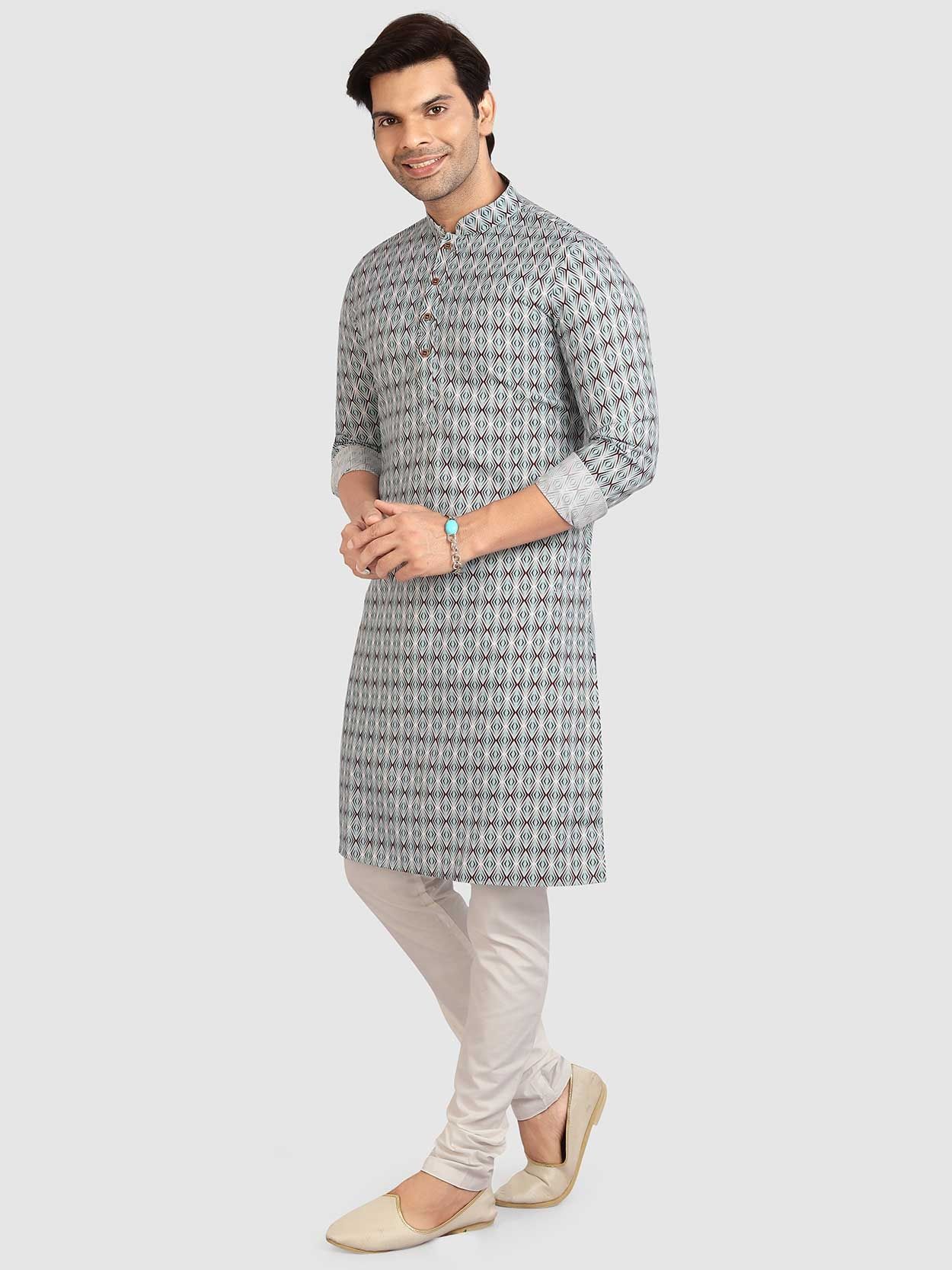 Multi Colour Cotton Fabric Mens Kurta Pajama.
