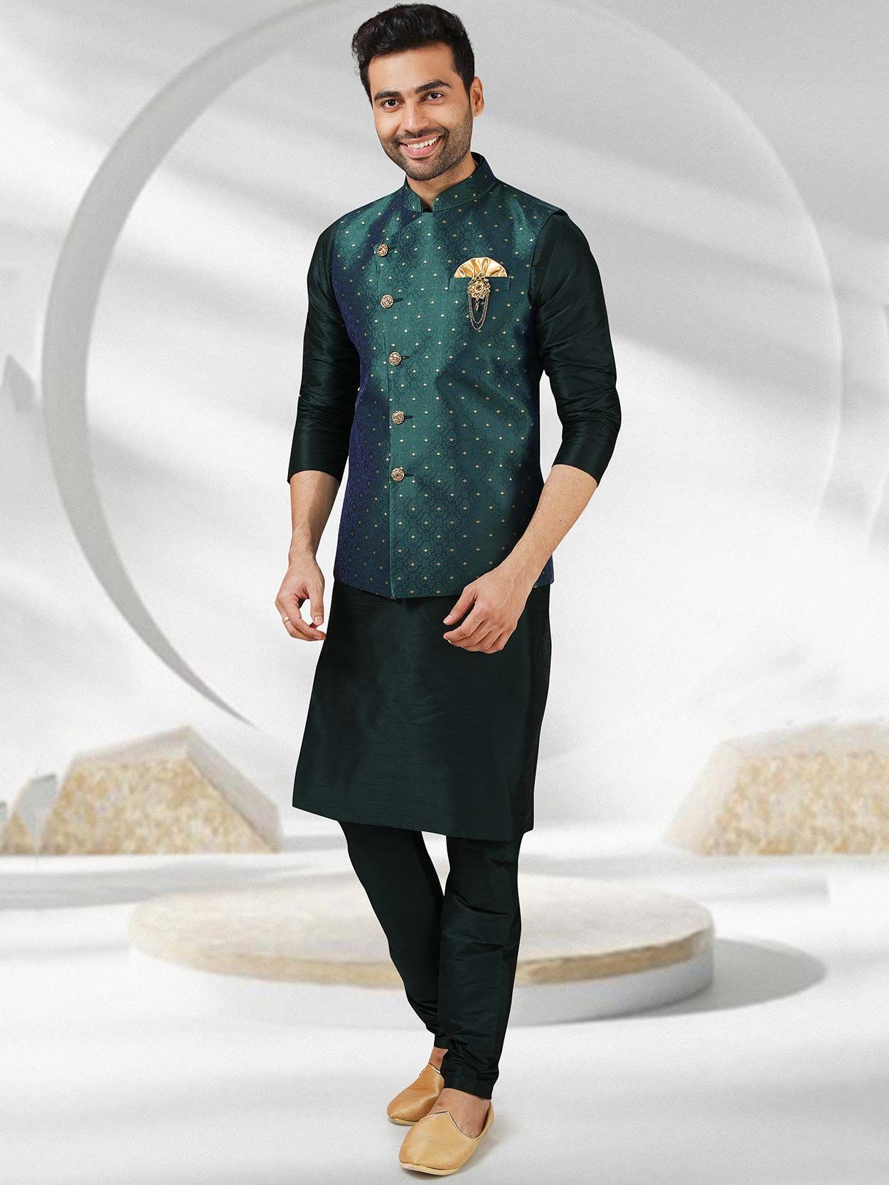 Traditional Kurta Pyjama with Jacket | Buy Mens Ethnic Wear Online-gemektower.com.vn