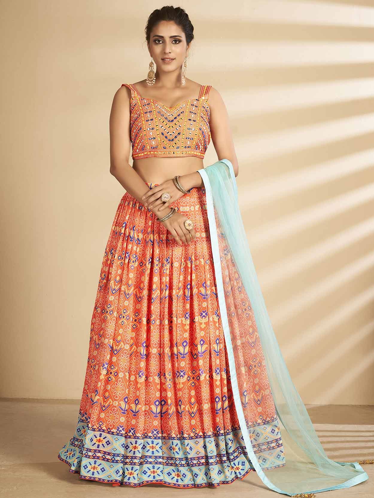 Multi Color Lehenga - Buy Multi Colour Designer Lehenga Choli On Fabja