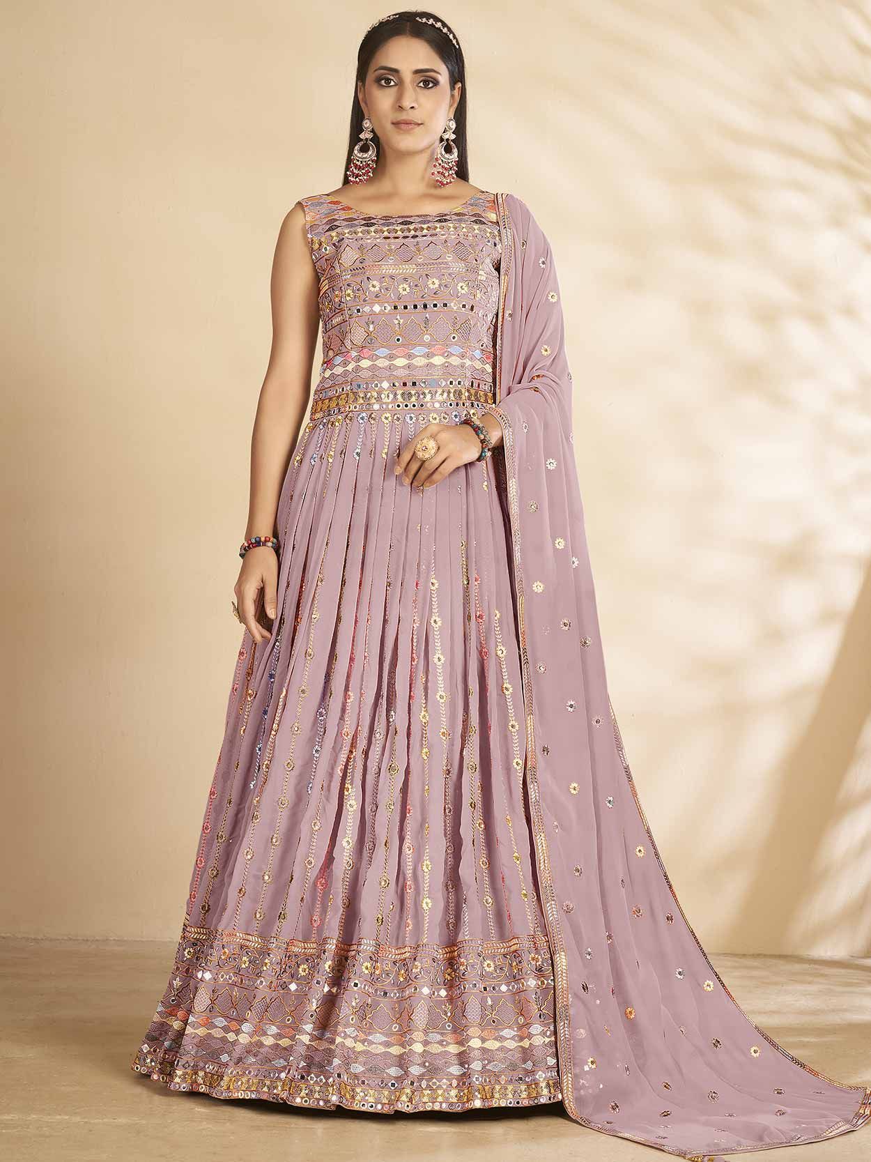 Georgette Festive Gown in Blue with Embroidered work | Georgette fabric,  Gowns, Blue color