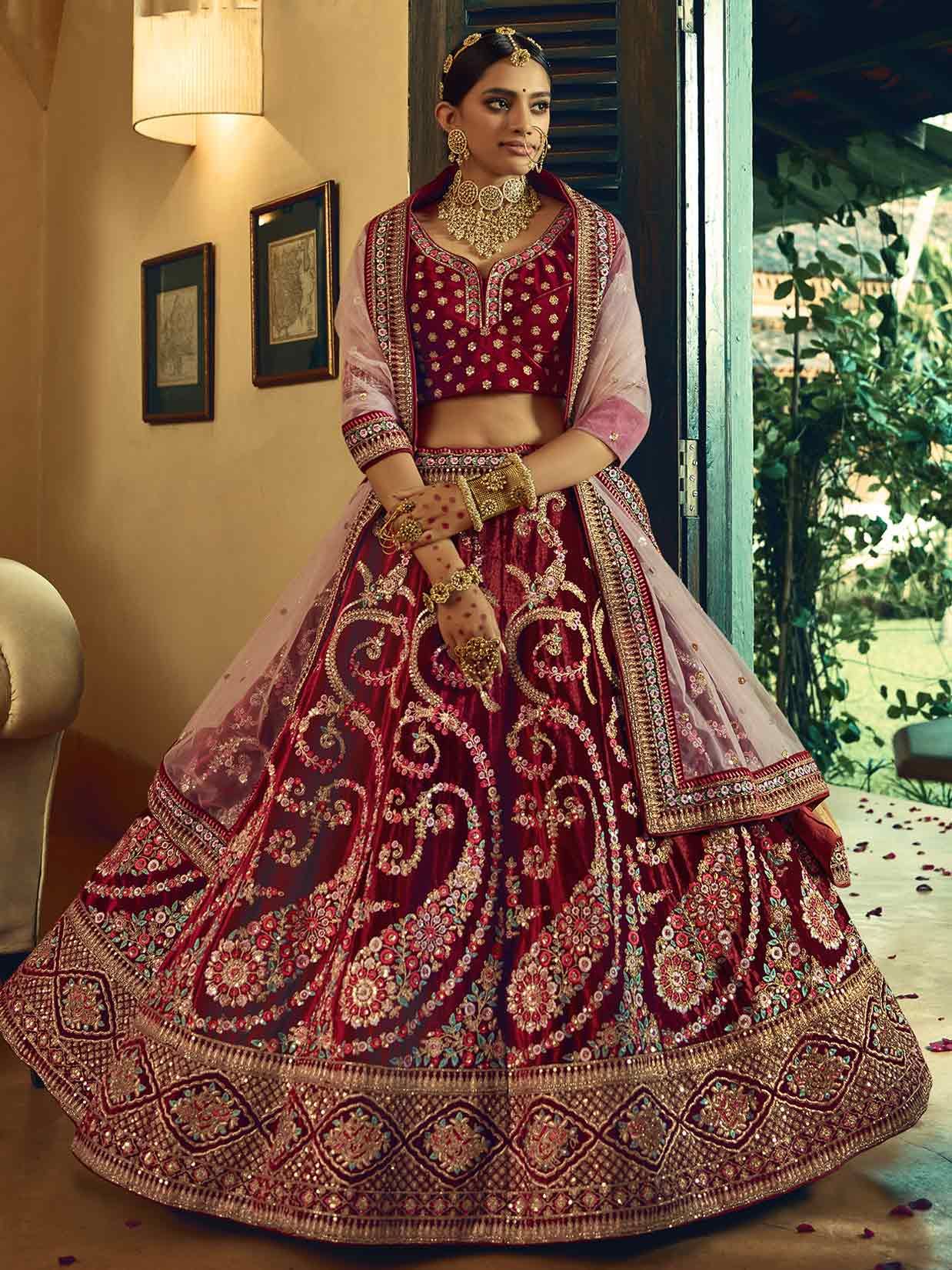 Maroon Colour Lehenga For Bride Hotsell