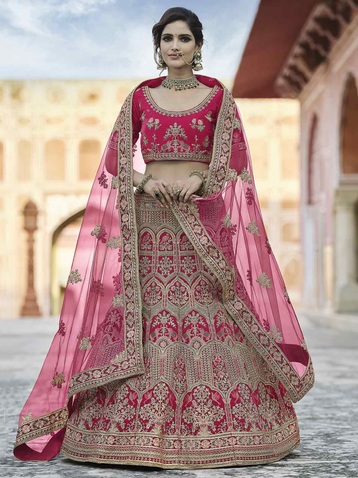 Net Lehenga Choli In Pink Color, 60% OFF