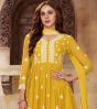 Yellow Thread Embroidered Palazzo Style Salwar Kameez