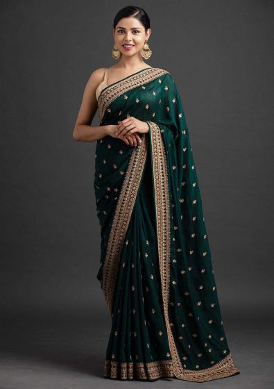 Green Colour Art Silk Fabric Designer Saree.