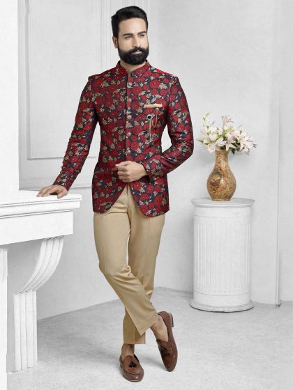 Multi Colour Imported Fabric Printed Jodhpuri Suit.
