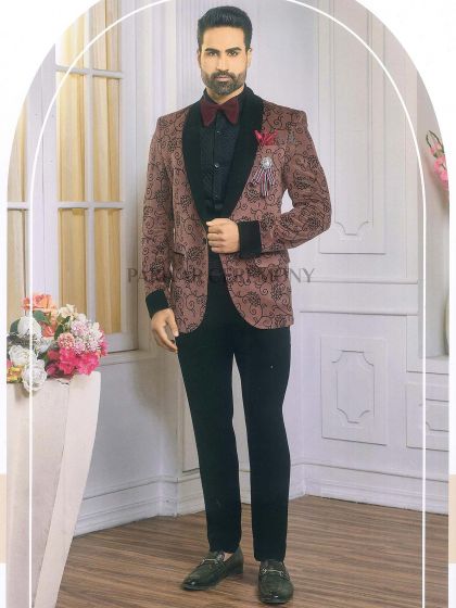 Rust Colour Imported Fabric Mens Designer Suits.