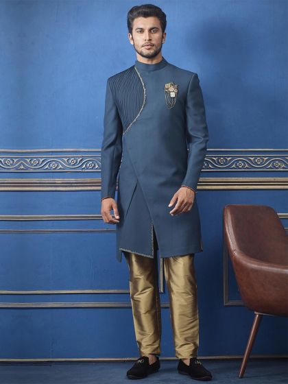 Blue Colour Men's Indowestern.