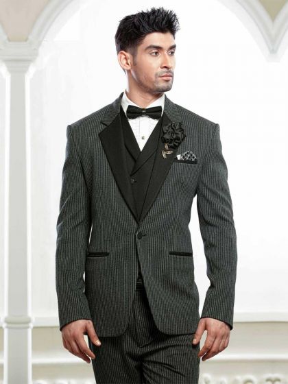 Black,Grey Colour Tuxedo Suit.