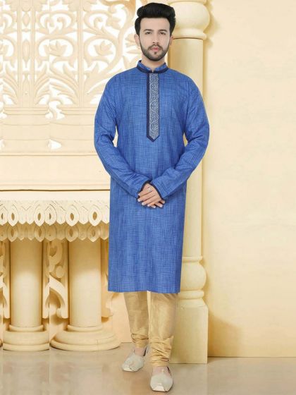 Blue Colour Kurta Pyjama.