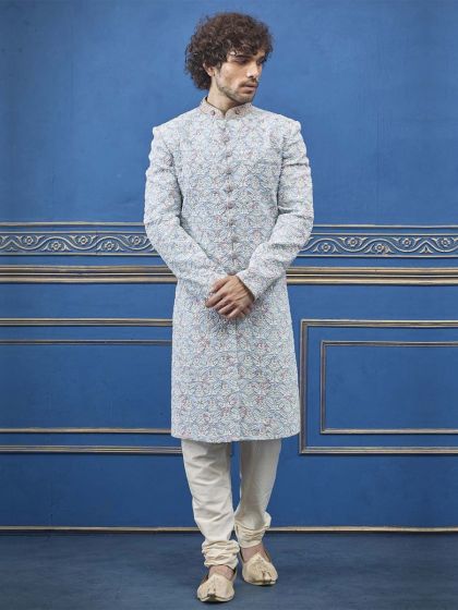 Sky Blue Colour Indian Sherwani.