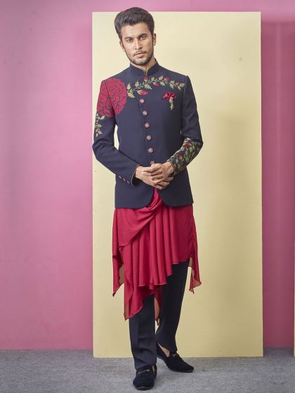 Elegant Look Blue Colour Designer Jodhpuri Suit.