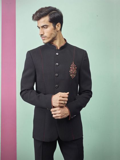 Black Colour Indian Jodhpuri Suit.
