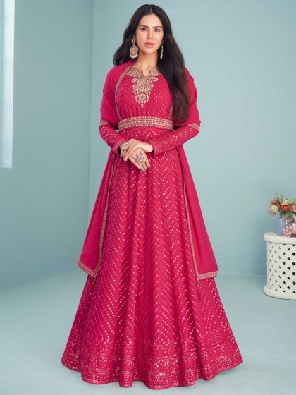 Pink Sequins Embroidered Anarkali Salwar Kameez