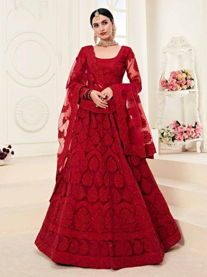 Maroon Colour Net Bridesmaid Lehenga Choli.