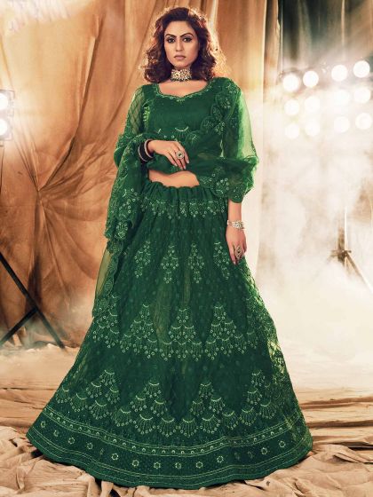 Green Colour Net Women Lehenga Choli.